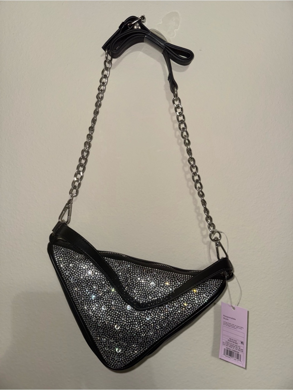 wild fable Black Crystal Triangle Crossbody Bags